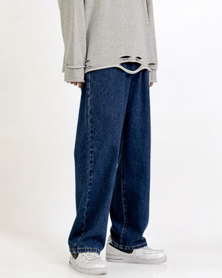 LOTHRIC Relaxed Fit Men Dark Blue Jeans