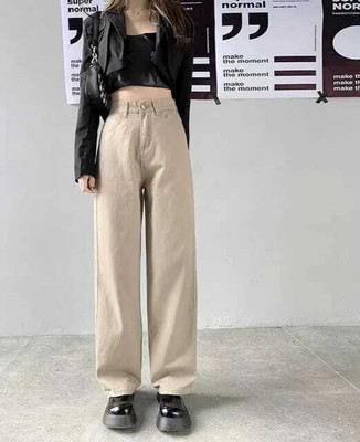 K Y W Loose Fit Women Beige Jeans