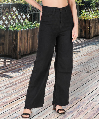 NEUNK Loose Fit Women Black Jeans