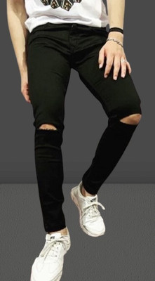 POKHINDA Skinny Men Black Jeans