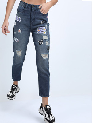 Tokyo Talkies Boyfriend Women Dark Blue Jeans