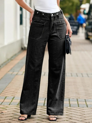 KASHIAN Boyfriend Women Black Jeans