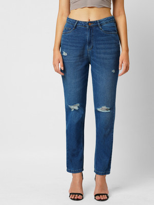 Kraus Jeans Women Medium Blue High-Rise Straight Fit Jeans Straight Fit Women Blue Jeans