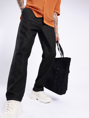 Glitchez Relaxed Fit Men Black Jeans