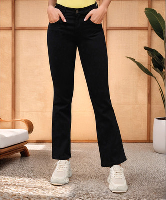 DOLCE CRUDO Boot-Leg Women Black Jeans