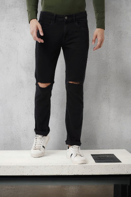 POKHINDA Skinny Men Black Jeans