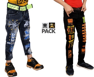 davyjhones Regular Baby Boys Multicolor Jeans(Pack of 2)