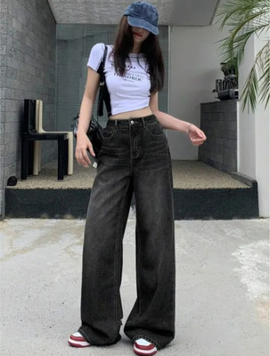 RUNISHA Loose Fit Women Grey, Black Jeans