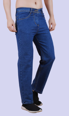 White leapard Loose Fit Men Dark Blue Jeans