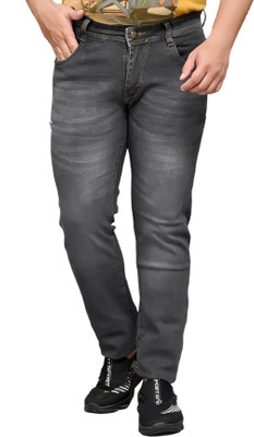 HIBOK Regular Men Dark Grey Jeans