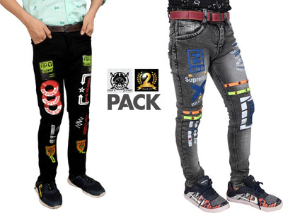 davyjhones Regular Baby Boys Multicolor Jeans(Pack of 2)