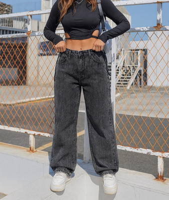 bae rich Straight Fit Women Dark Grey Jeans