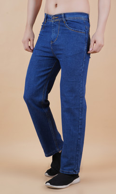 White leapard Loose Fit Men Dark Blue Jeans