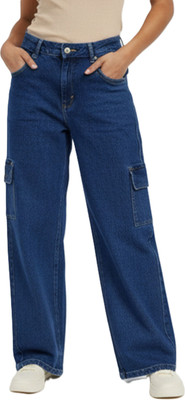WAHMII Loose Fit Women Dark Blue Jeans