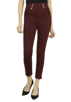 PARIHAR BAZAAR Maroon Jegging(Solid)