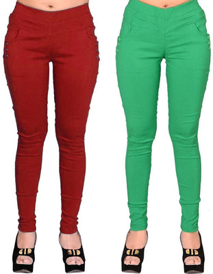 FeelBlue Green, Maroon Jegging(Solid)