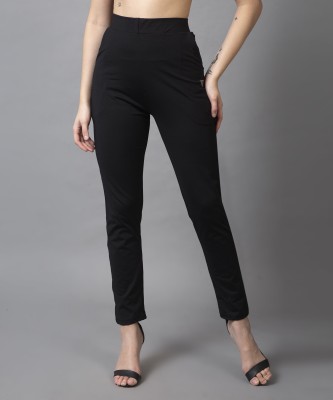 Eyba Slim Fit Women Black Trousers