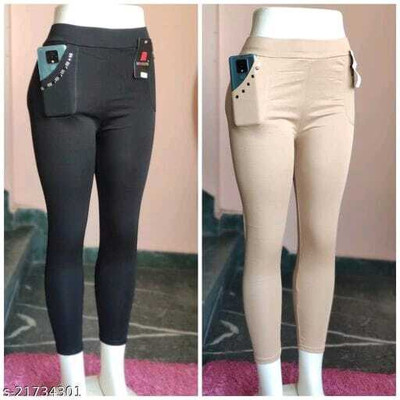 GRX Black, Beige Jegging(Solid)