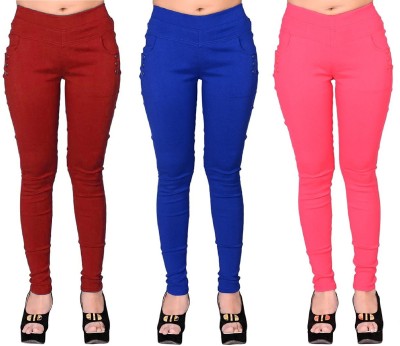 FeelBlue Maroon, Blue, Pink Jegging(Solid)