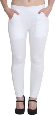 Lapza Ankle Length Western Wear Legging(White, Solid)