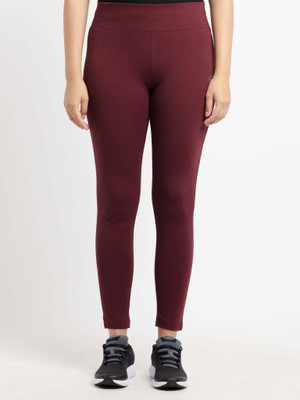 Status Quo Solid Women Maroon Tights