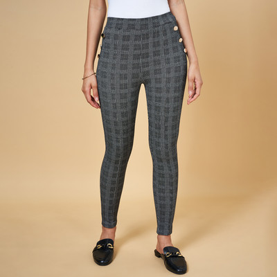 Annabelle by Pantaloons Black Tregging(Checkered)