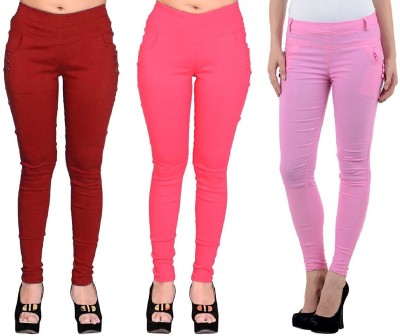 FeelBlue Maroon, Pink, Pink Jegging(Solid)