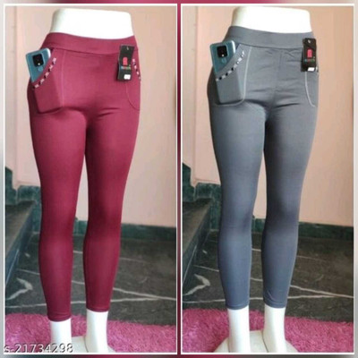 GRX Maroon, Grey Jegging(Solid)