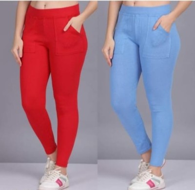 Shlok Maroon, Light Blue Jegging(Solid)