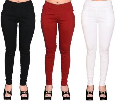 FeelBlue Black, Maroon, White Jegging(Solid)