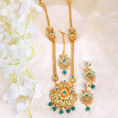 SS IMITATION JEWELLERY Alloy Gold-plated Green Jewellery Set(Pack of 3)