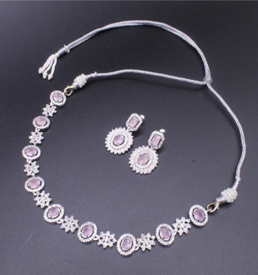 Diamond Drift Copper Silver Pink Jewellery Set(Pack of 3)