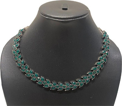LeSatisfashion Oxidised Silver Green Jewellery Set(Pack of 1)