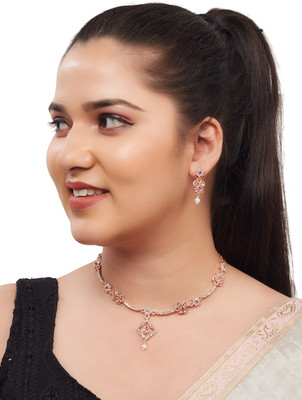R A Enterprises Alloy Copper Pink Jewellery Set(Pack of 3)