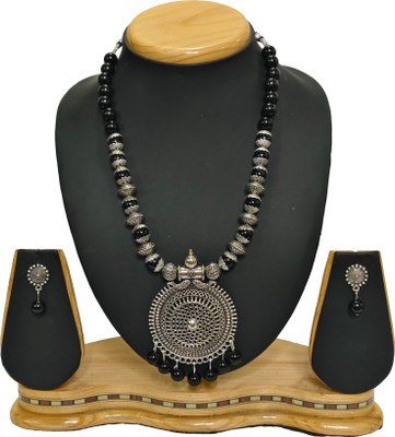 HARIHARA Oxidised Silver Black Jewellery Set(Pack of 1)