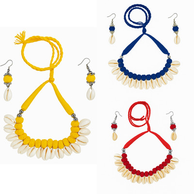 Loknath Handcraft Fabric Multicolor Jewellery Set(Pack of 3)