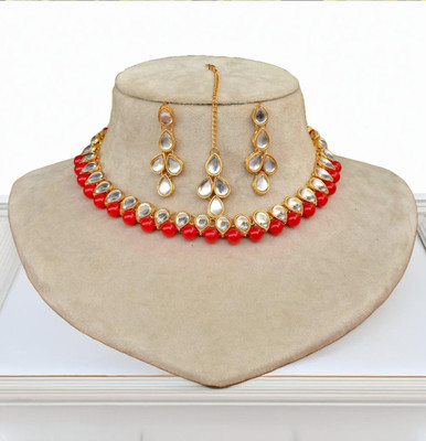 Paaru Alloy Sterling Silver Red Jewellery Set(Pack of 1)