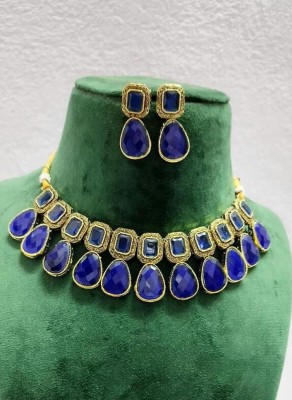 Shree Shyam Brass Gold-plated Blue Jewellery Set(Pack of 1)