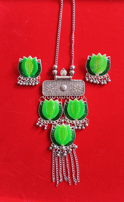 GLAMORSTYL Oxidised Silver Multicolor Jewellery Set(Pack of 3)