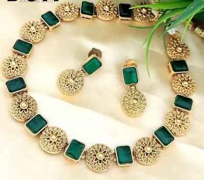VedantBharat Alloy Gold-plated Green Jewellery Set(Pack of 1)