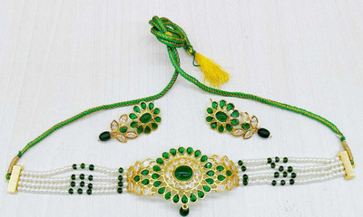 rajputijewels Brass Gold-plated Green Jewellery Set(Pack of 1)