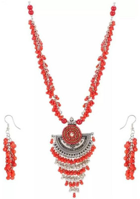 Anamya Collections Alloy Red Jewellery Set(Pack of 1)
