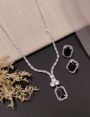 ShringarHouse Stone, Alloy Sterling Silver, Silver Silver, Black Jewellery Set(Pack of 1)