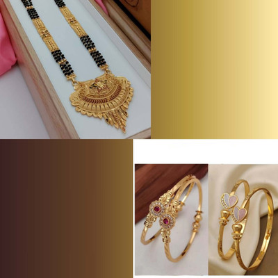 Parisal Brass Gold-plated Multicolor, Purple, Gold Jewellery Set(Pack of 3)