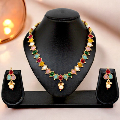 Lucky Jewellery Alloy Gold-plated Multicolor Jewellery Set(Pack of 3)
