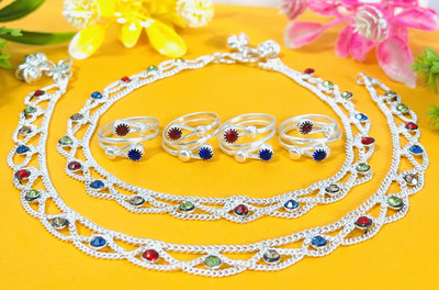 SONU SELECT Alloy Silver Jewellery Set(Pack of 6)