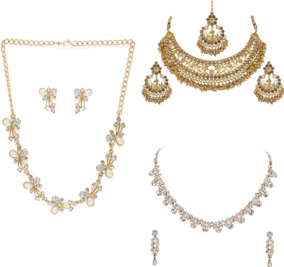 R A Enterprises Alloy Gold-plated, Copper Gold, White Jewellery Set(Pack of 6)