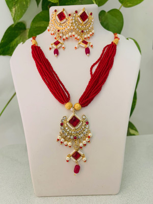 Dhanlaxmi Creation Copper Gold-plated Multicolor, Red Jewellery Set(Pack of 1)