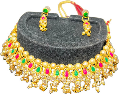RS Collection Alloy Gold Jewellery Set(Pack of 1)