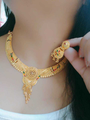 LUZER Alloy Brass Gold Jewellery Set(Pack of 1)
